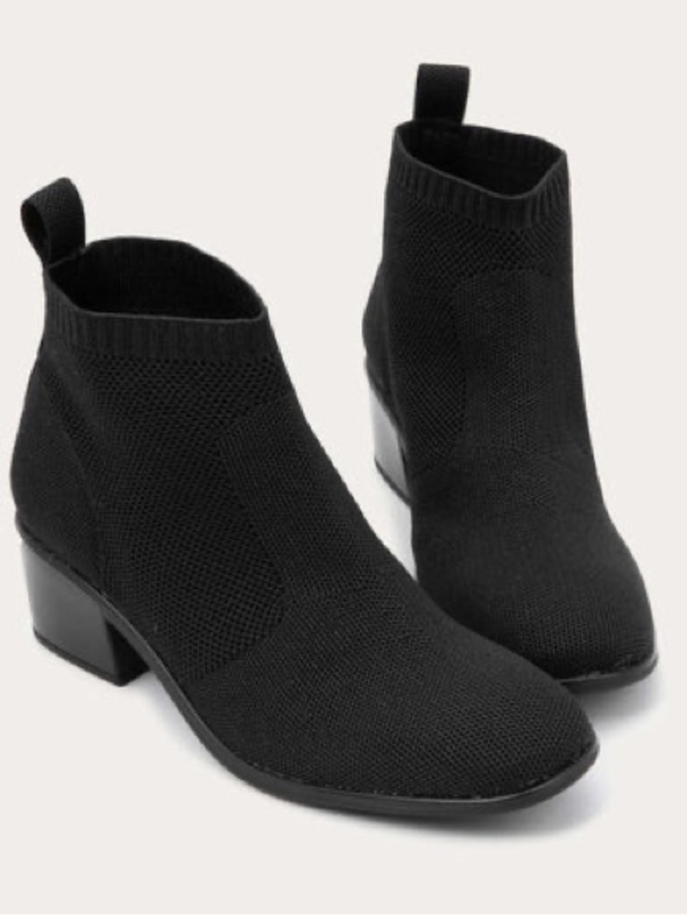Naot Legacy Black Knit Ankle Booties with Low Block Heel EU41